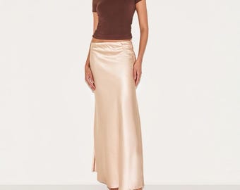 Satin Maxi Skirt Women, Elegant Long Skirt, Minimalist Capsule Wardrobe Essential, Modest Fashion