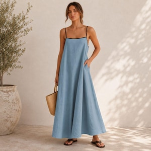 simple light blue prom dress Wedtrend Women Sparkly Mermaid Prom Dress with Slit Light Blue Spaghetti  Straps Party Dress with Pleated – WEDTREND main image 1