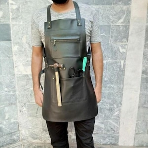 Handmade Leather Workshop Apron with Pockets – Durable Gear for Woodworkers, Chefs, BBQ, Butchers, Barbers, Blacksmiths