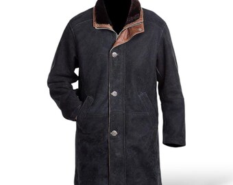 Handmade Men’s Longmire Sheriff Walt Coat – Robert Taylor Black Suede Leather Jacket Gift for Him
