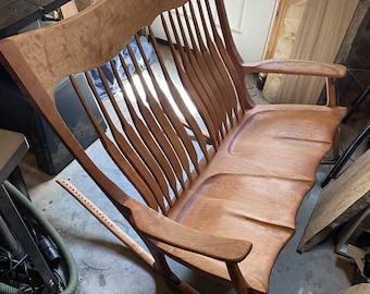 Handcrafted Maloof Style Double Rocking Chair | Cherry & Brazilian Kingwood | Fine Studio Furniture | "Fireside Chats" No. 3