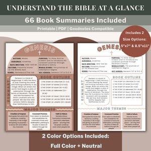 Digitaler Download gesamtes Buch der Bibel einfach gemacht, druckbare Bibelbuchzusammenfassungen, Bibelstudienwerkzeug, enthält 2 Größen 8,5 "x 11" und 5 "x 7"