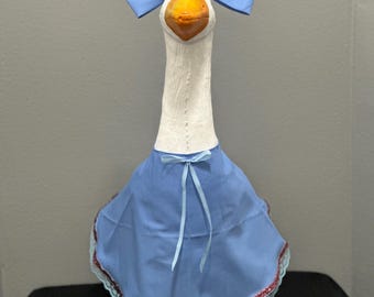 Blue and Sparkle Pink Porch Goose Dress with Bow