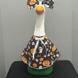 Spooky Halloween Porch Goose Dress with Bow