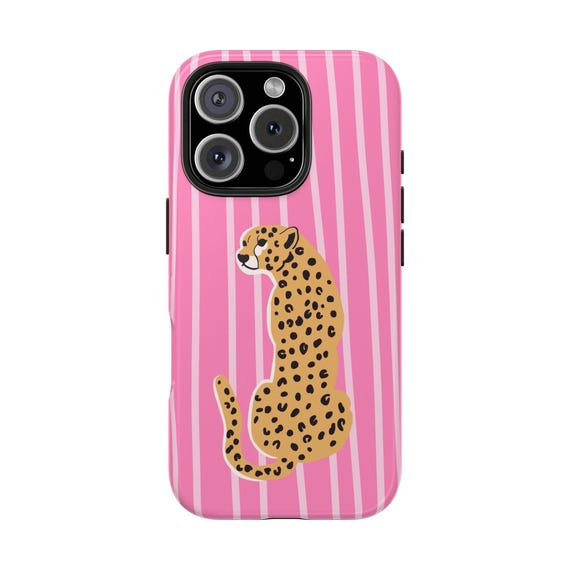 Stylish Tough Phone Cases with Leopard Print Design, Trendy Cell Phone  Cover, Cute Phone Case, Wild Animal Lover Gift, Pink Aesthetic