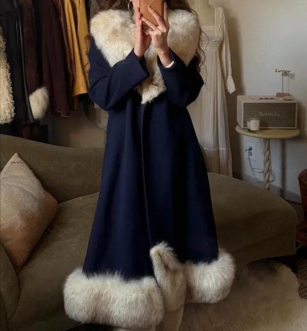 Veste Marine Vintage Pour Garçon 10 Ans - Style Duffle - Laine Mélangée - Années 70