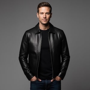 Men’s Genuine Leather Biker Jacket | Slim Fit Black Motorcycle Jacket