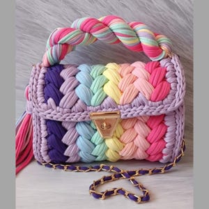 Handcrafted Crochet Bag | Elegant Handmade Shoulder & Handbag with Gold Chain | Party, Bridal and Everyday Purse