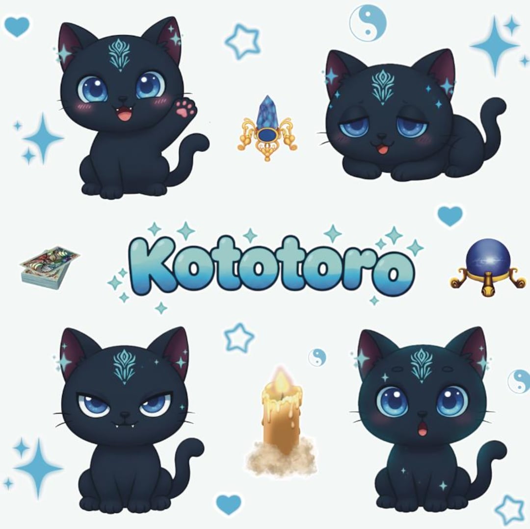 KOTOTORO Chibi Sticker Pack, Cute Cat Emotes Bundle, Mystic Fantasy ...