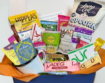 College Care Package Snack Box with Mug, Organic Treats, Personalized Card