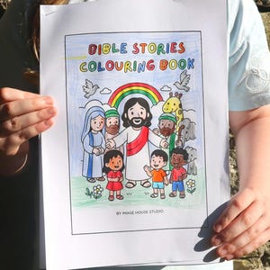 Bible Stories Coloring Book for Kids: Christian Art, Sunday School (PDF & PNG Downloadable Files)