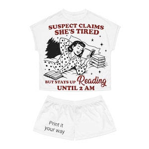 Reading-Themed Women&#39;s Pajama Set, Comfy Sleepwear, Cozy Nightwear for Book Lovers, Perfect Gift for Her, Relaxation Outfit