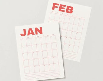 Eleganter Monatsplaner 2026 Montag Start Portrait Wandkalender in Weiß und Beige DRUCKBARE PDF