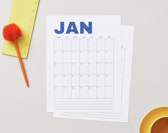 Elegant 2026 Monthly Planner Monday Start Portrait Wall Calendar in White and Beige Background PRINTABLE PDF