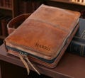Personalized Full-Grain Leather Bible Cover with Handle & Zipper Pocket product logo
