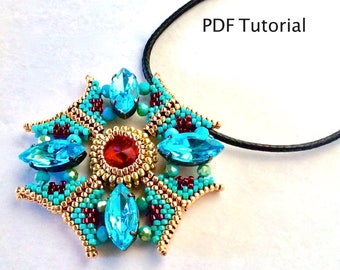 Crystal Medal Necklace Tutorial: Beaded Jewelry (PDF Pattern)