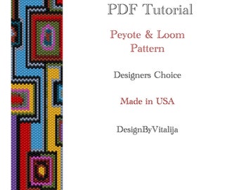 Peyote Beaded Tutorial Loom Work Beaded Bracelet Colorful Pattern Bracelet Pattern Cuff Pattern PDF Tutorial Digital