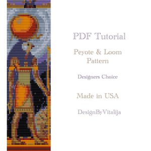 Peyote Beaded Tutorial Loom Work  Beaded Bracelet Egyptian God Horus Pattern Bracelet Pattern Cuff Pattern PDF Tutorial Digital