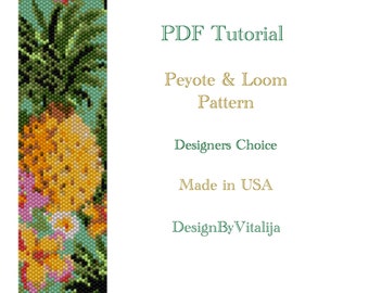 Pineapple Beading Pattern Peyote Pattern Loom Pattern Tropical Digital tutorial