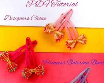 Hair Pin Bow Beading Tutorial Little Girl Hair Pin Bow Yorkie Bow Seed Bead Beaded Bow Pattern Digital