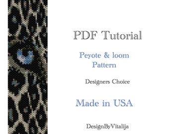 Beading Pattern  Peyote Pattern Loom Work Pattern Jaguar Eye Pattern Seed Bead Cuff Instant Download PDF Tutorial