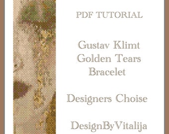 Peyote Beaded Tutorial, Beaded Bracelet PDF, One Drop Peyote, Gustav Klimt Pattern, Easy to Follow PDF,