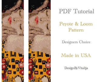 Peyote And Loom Bead Pattern Gustav Klimt The Kiss Bracelet Pattern