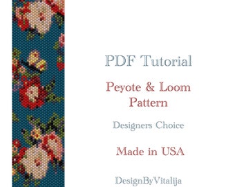 Peyote Beaded Tutorial Loom Work Beaded Bracelet Victorian Roses Pattern Bracelet Pattern Cuff Pattern PDF Tutorial Digital