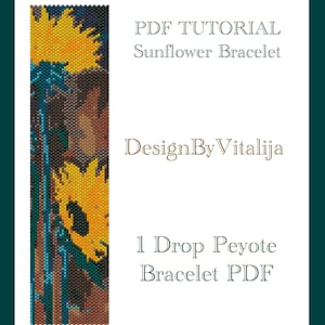 Peyote Beaded Tutorial, Beaded Bracelet PDF, One Drop Peyote, Sunflower Pattern, Easy to Follow PDF,