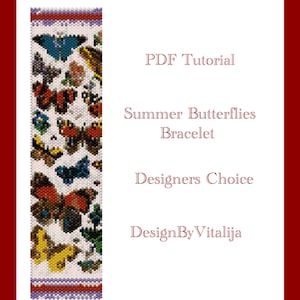 Tutorial con perline sul peyote, PDF braccialetto con perline, Peyote a una goccia, motivo a farfalla, PDF facile da seguire,