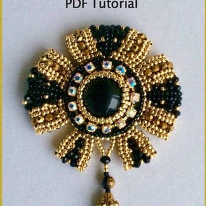 PDF Beading Tutorial, PDF Pattern, Beaded Medal Tutorial, Pattern of Beaded Medal, Beading Pattern with seed beads,Download PDF pattern,