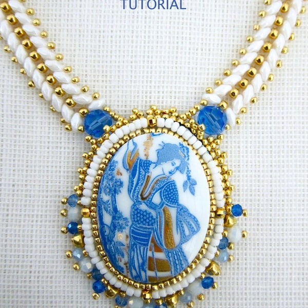 Beading Tutorial Pattern - Necklace - Super Duo Beads - Simple Bead Patterns - Super Duo necklace,  Beginners Tutorial, Beading Pattern pdf