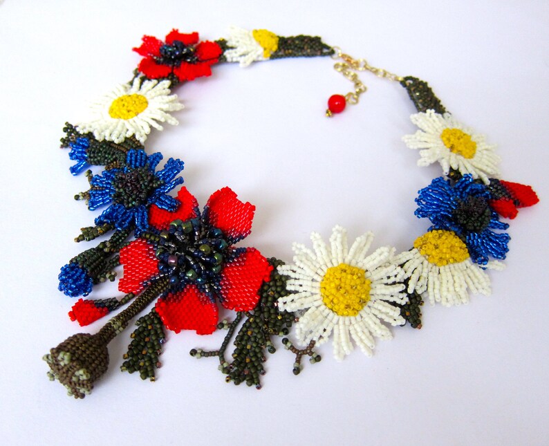 Beaded Flower Pattern PDF Tutorial Wild Flower Necklace Beaded - Etsy