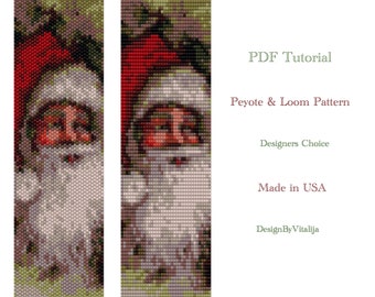 Santa Claus Peyote Pattern Loom Santa Pattern Cuff Santa Digital Tutorial Santa Bracelet