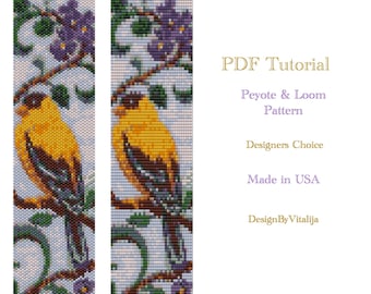 Bird Pattern Peyote Bracelet Pattern Loom Bracelet Pattern Bird Digital Tutorial PDF Pattern Bird Cuff