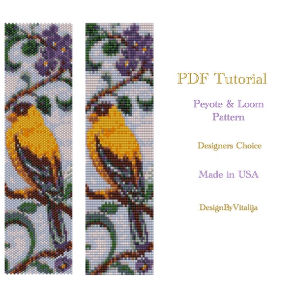 Bird Pattern Peyote Bracelet Pattern Loom Bracelet Pattern Bird Digital Tutorial PDF Pattern Bird Cuff