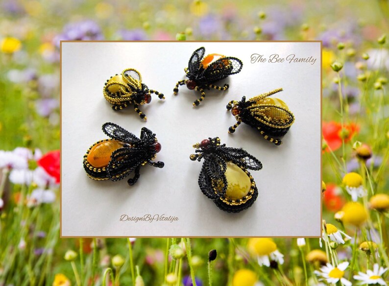 Beaded Bug Tutorial Embroidered Bug PDF Bee Brooch Fly Brooch PDF Document Digital image 4