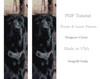 Black Labrador Peyote And Loom Pattern Bracelet Tutorial Beaded Cuff Digital Pattern