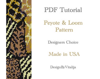 Peyote Beaded Tutorial Loom Work  Beaded Bracelet Animal Pattern bracelet Pattern Cuff Pattern PDF Tutorial Digital