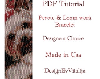 PDF Tutorial, Beaded Bracelet Pattern, Yorkie Bracelet, Peyote pattern, Loom work pattern, Instant Download,
