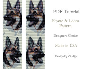 German Shepherd Bracelet Pattern Peyote And Loom Dog Pattern Cuff Digital Pattern