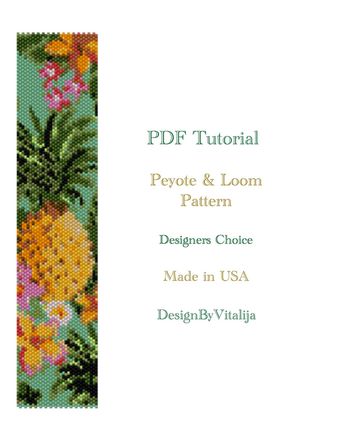 Pineapple Beading Pattern Peyote Pattern Loom Pattern Tropical Etsy