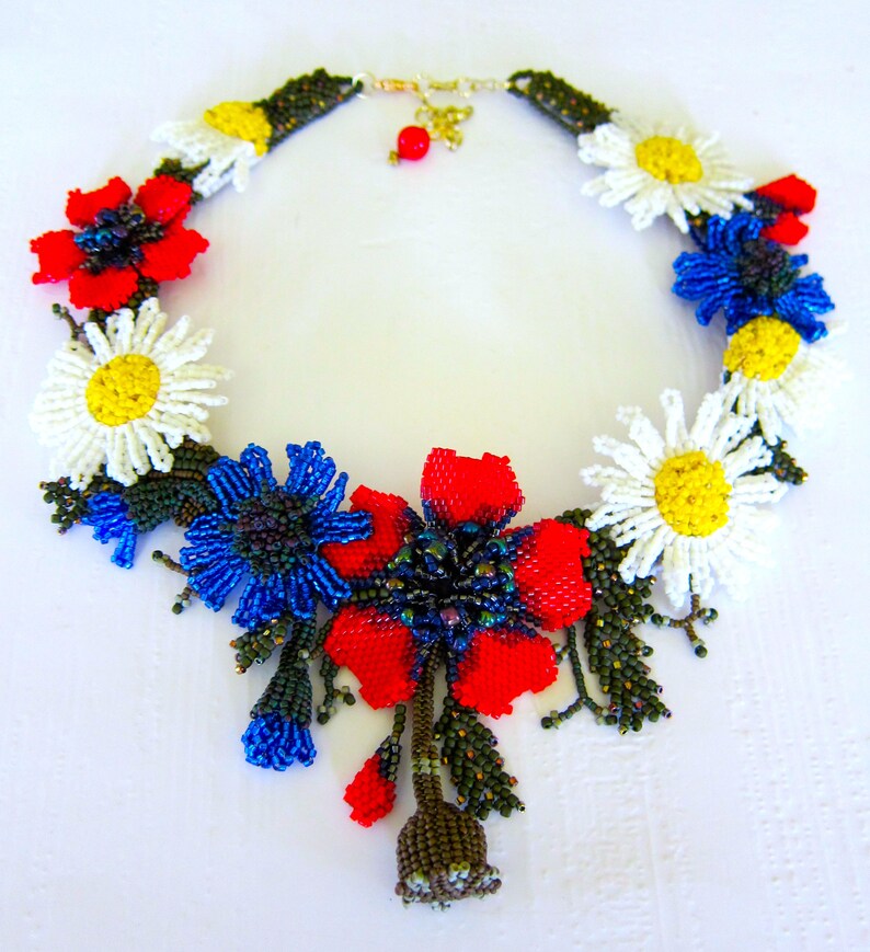 Beaded Flower Pattern PDF Tutorial Wild Flower Necklace Beaded - Etsy