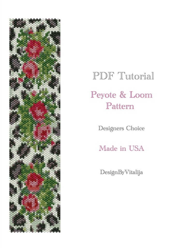 Peyote Beaded Tutorial Loom Work Beaded Bracelet Rose Pattern Etsy