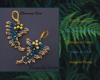 BeadingTutorial Fern Pattern Earrings Botanical Pattern Digital Earrings Beading