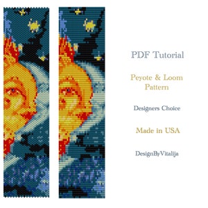 The Sun And the Moon Love Peyote And Loom Bracelet Digital Tutorial Cuff Beading