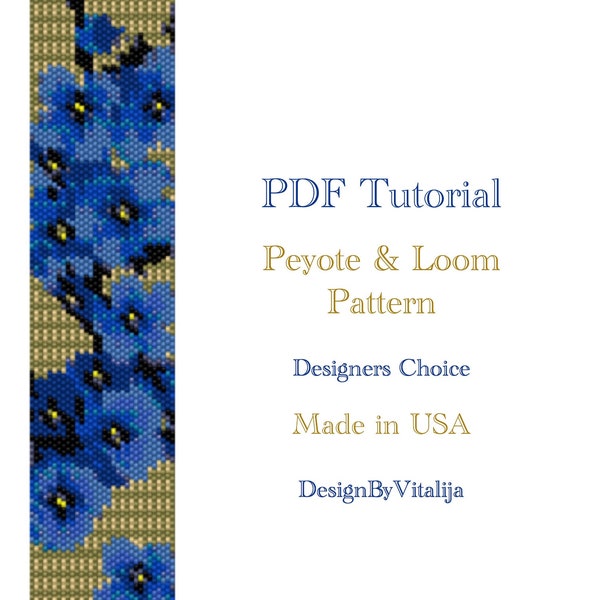 Peyote Beaded Tutorial Loom Work  Beaded Bracelet  Violet Pattern Bracelet Pattern Cuff Pattern PDF Tutorial Digital