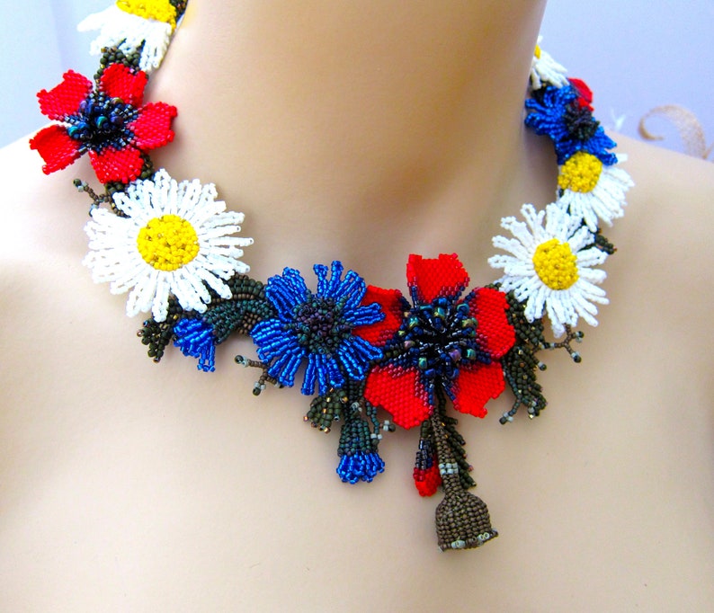 Beaded Flower Pattern PDF Tutorial Wild Flower Necklace Beaded - Etsy