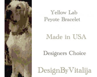 PDF Tutorial, Peyote Beading Tutorial, Beaded Bracelet PDF, One Drop Peyote, Yellow Lab pattern, Easy to Follow PDF, Instant download