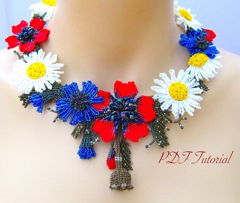 Beaded Flower Pattern PDF Tutorial Wild Flower Necklace Beaded - Etsy